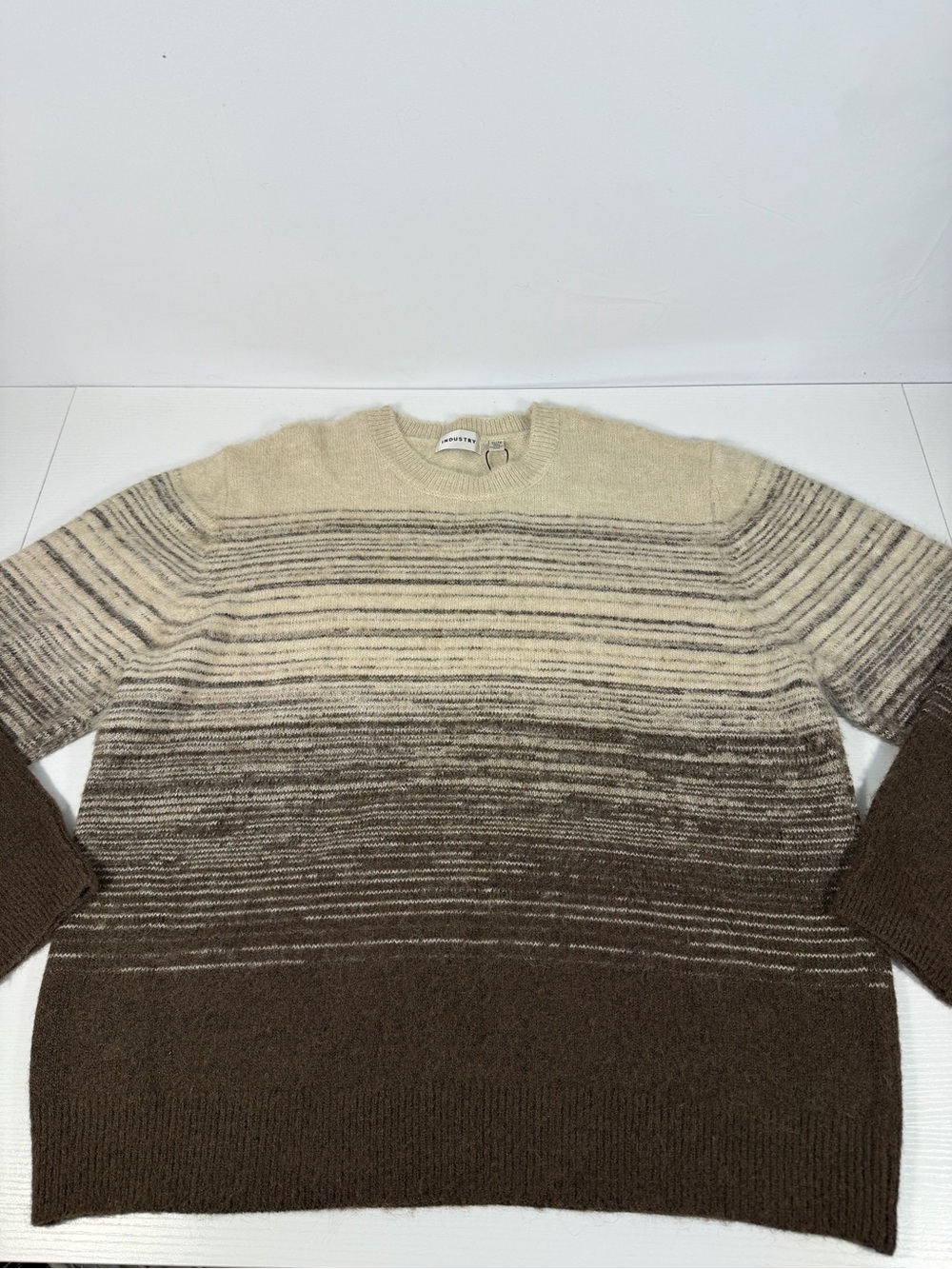 NWT Industry Republic Clothing Wool Blend Ombré Striped Sweater Brown XL